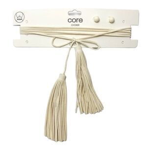 Core Cream Faux Suede Tassel Choker Necklace & Stud Earring Set Boho Jewelry